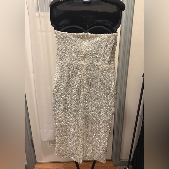 SHEIN Strapless Silver Sequin Dress - Picture 2 of 2